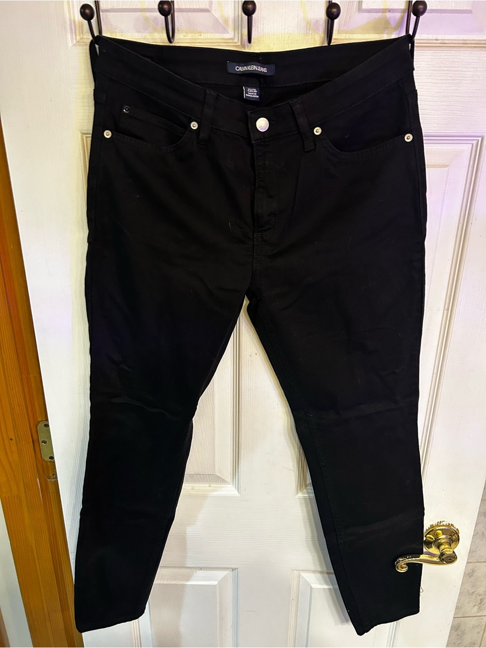 Calvin Klein Women’s Black Skinny Jeans with Silver Hardware